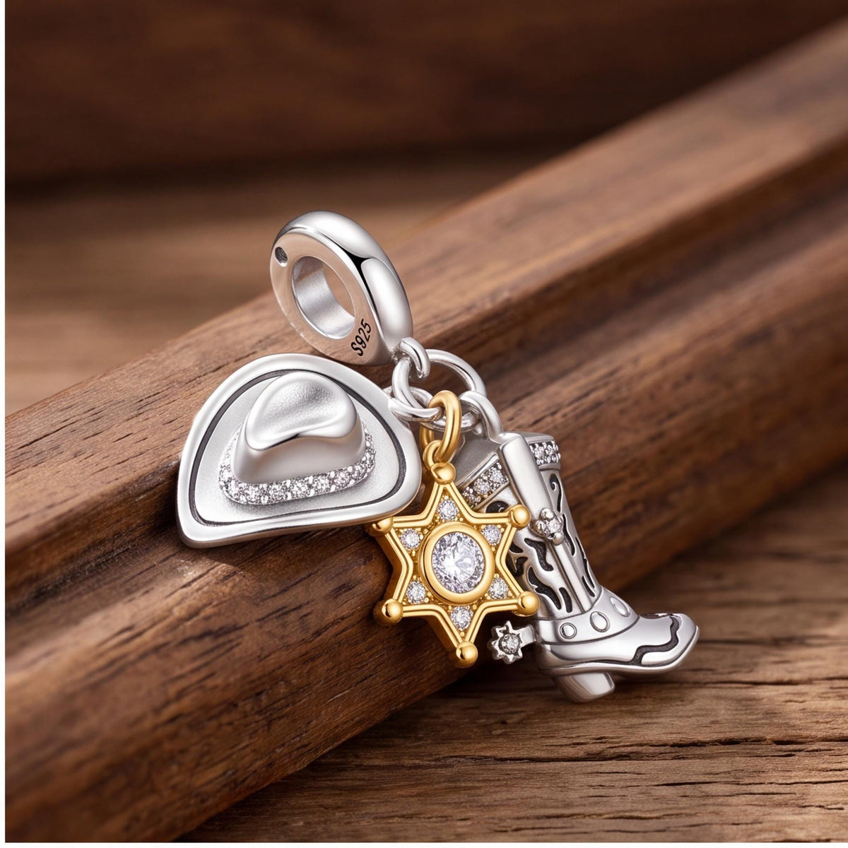Cowboy Triple Dangle, sterling silver dangle charm, photo 8