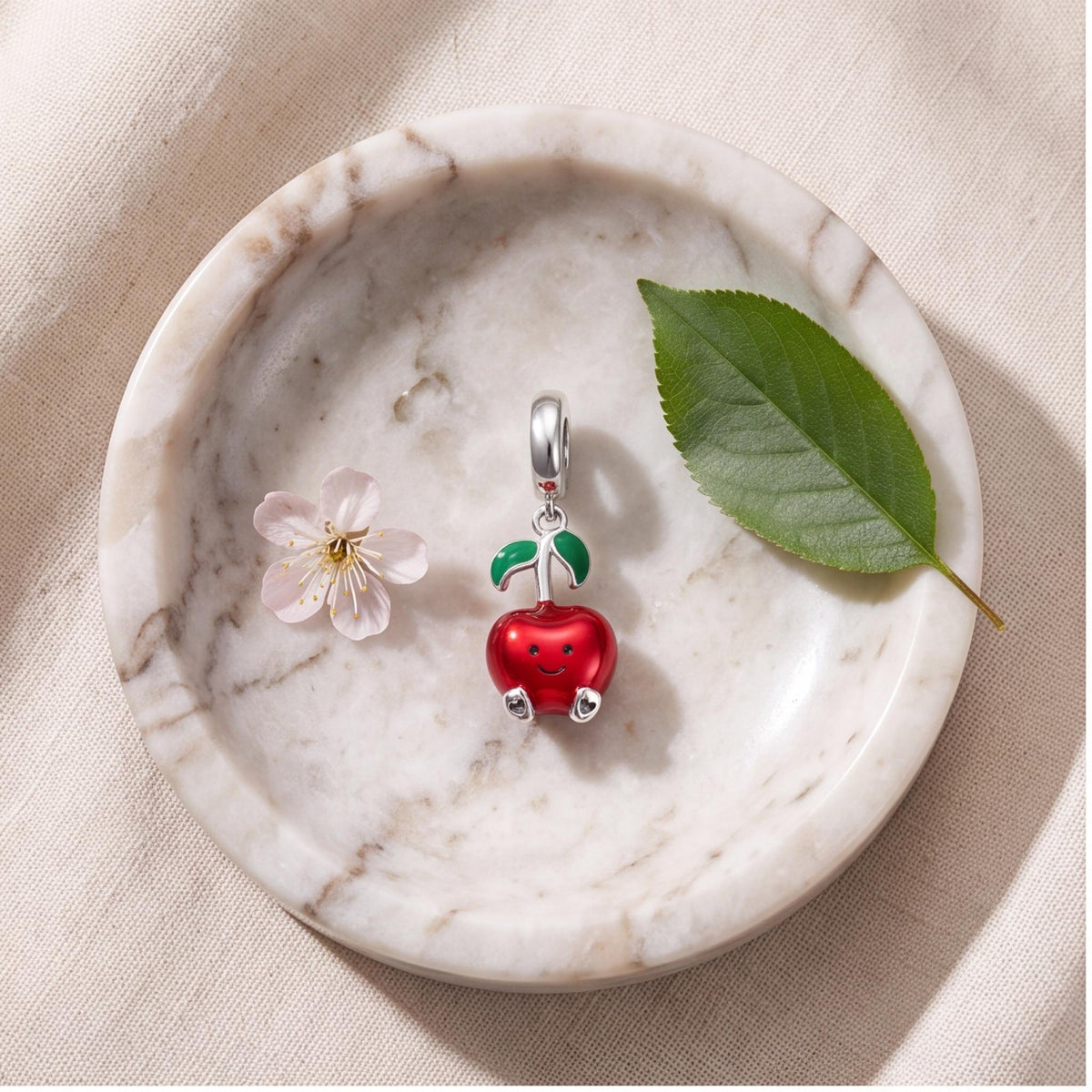 Smiley Apple Dangle Charm, sterling silver dangle charm, photo 9