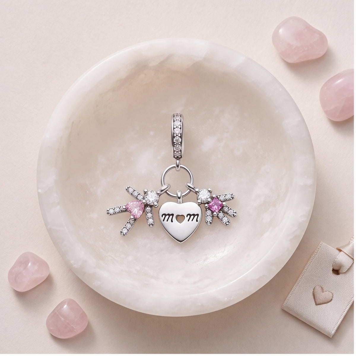 Mom Heart Kids Dangle Charm, sterling silver dangle charm, photo 8
