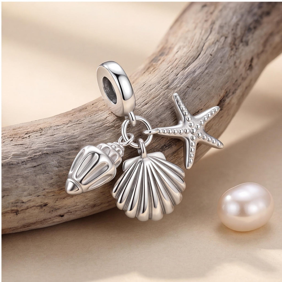 Starfish Shell Dangle, sterling silver dangle charm, photo 8