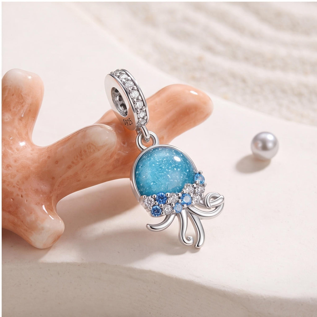 Jellyfish Dangle Charm, sterling silver dangle charm, photo 8