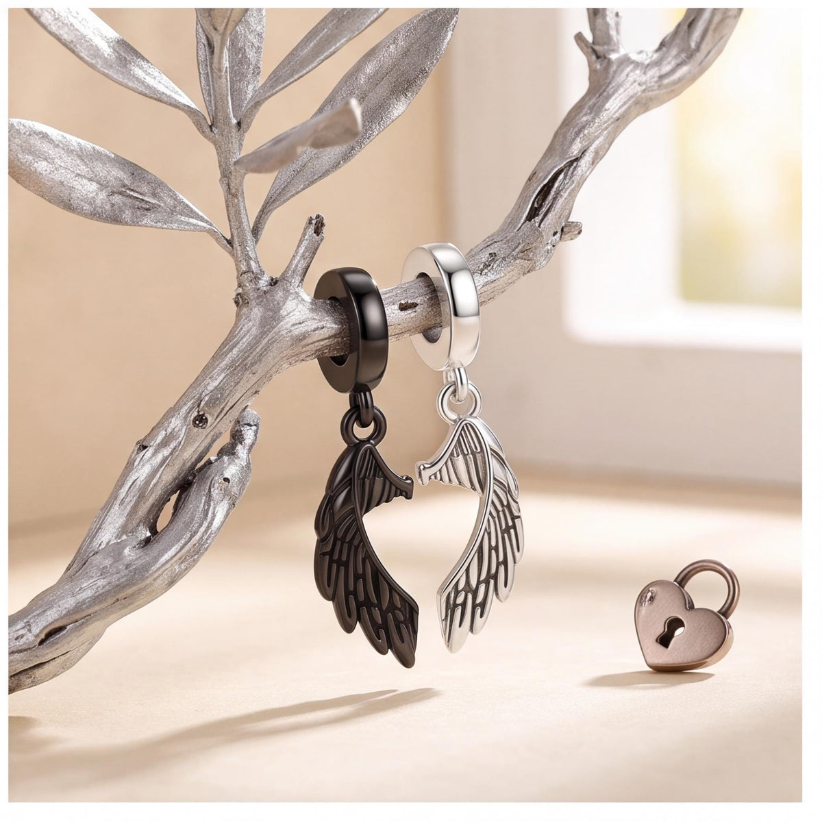 Angel Wing Dangle Charm, sterling silver dangle charm, photo 8