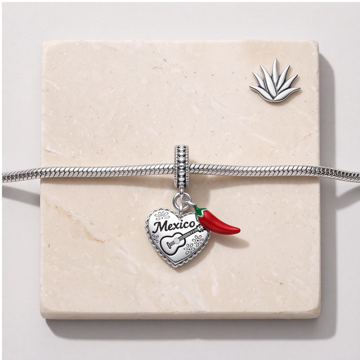 Mexico Heart Dangle, sterling silver dangle charm, photo 9