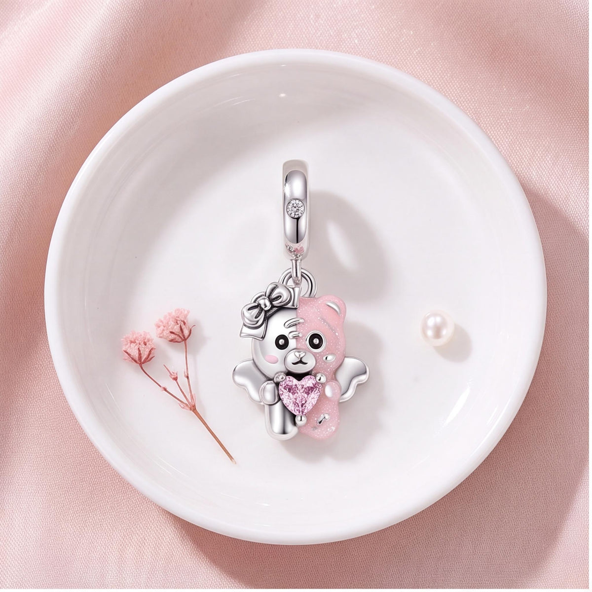 Angel Bear Charm, sterling silver dangle charm, photo 10