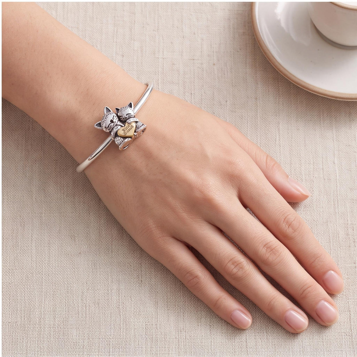 Best Friends Cat Charm, sterling silver bead charm, photo 8