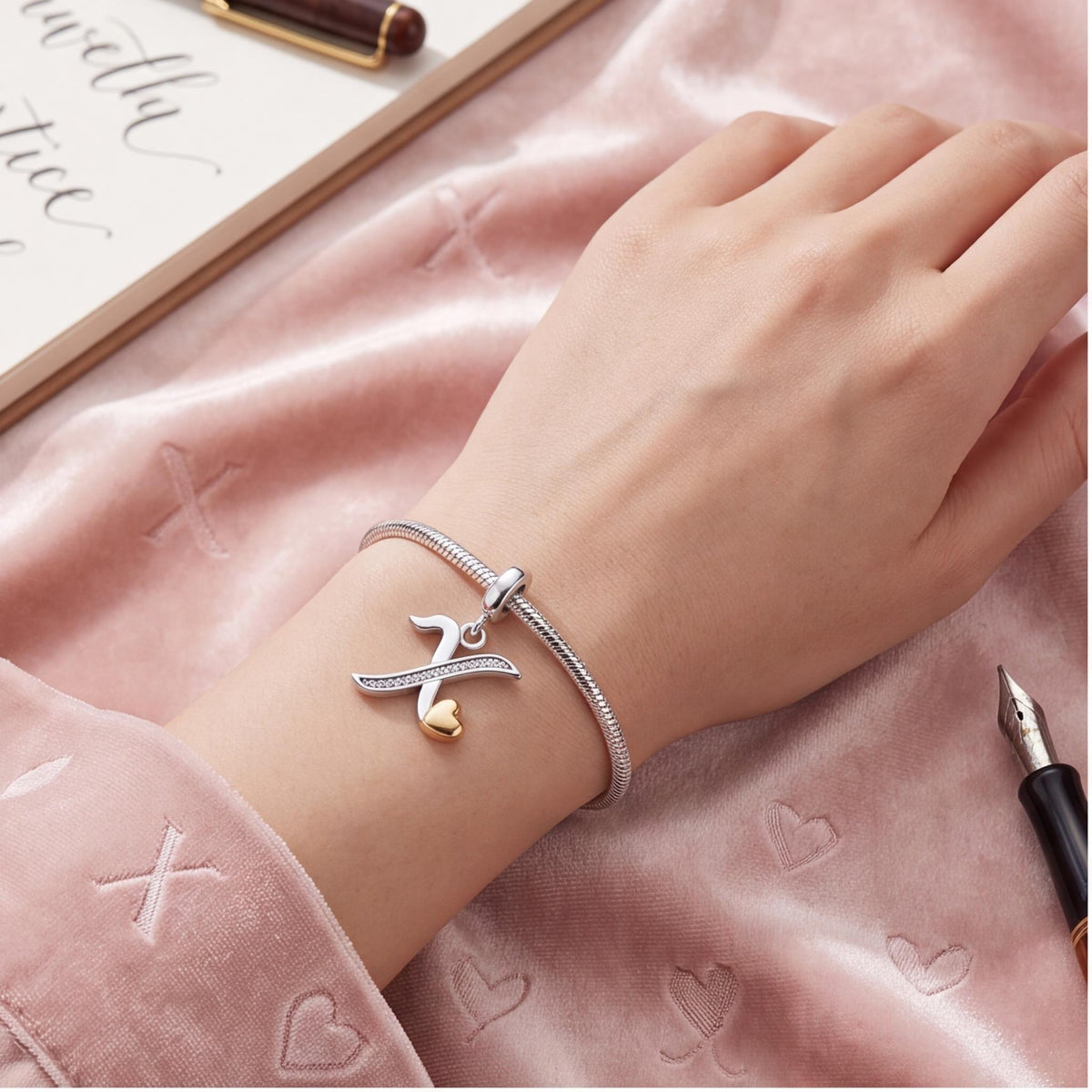 Letter X Initial Charm, sterling silver dangle charm, photo 10