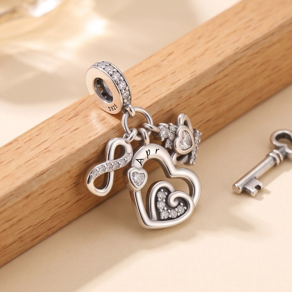 April Birthstone Dangle Charm, 925 sterling silver charm, photo 9