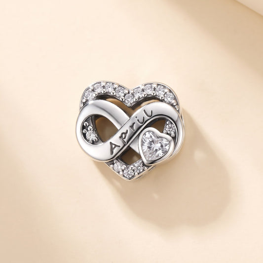 April Birthstone Infinity Heart Charm, photo 1