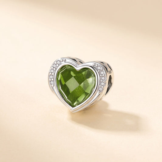August Birthstone Ambitious Heart Charm, 925 sterling silver charm, photo 1