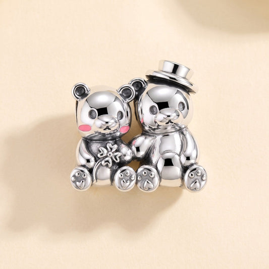 Bear Couple Charm, 925 sterling silver charm, photo 1