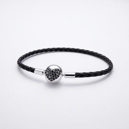 Black Leather Heart Clasp Bracelet, photo 1