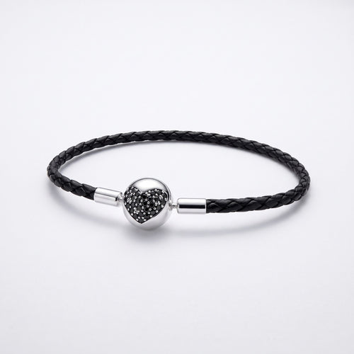 Black Leather Heart Clasp Bracelet, photo 1