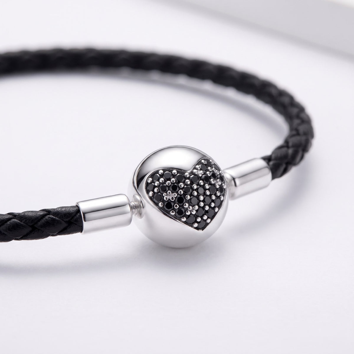Black Leather Heart Clasp Bracelet, photo 2