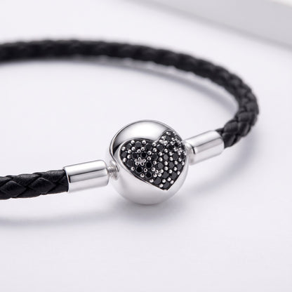 Black Leather Heart Clasp Bracelet, photo 2