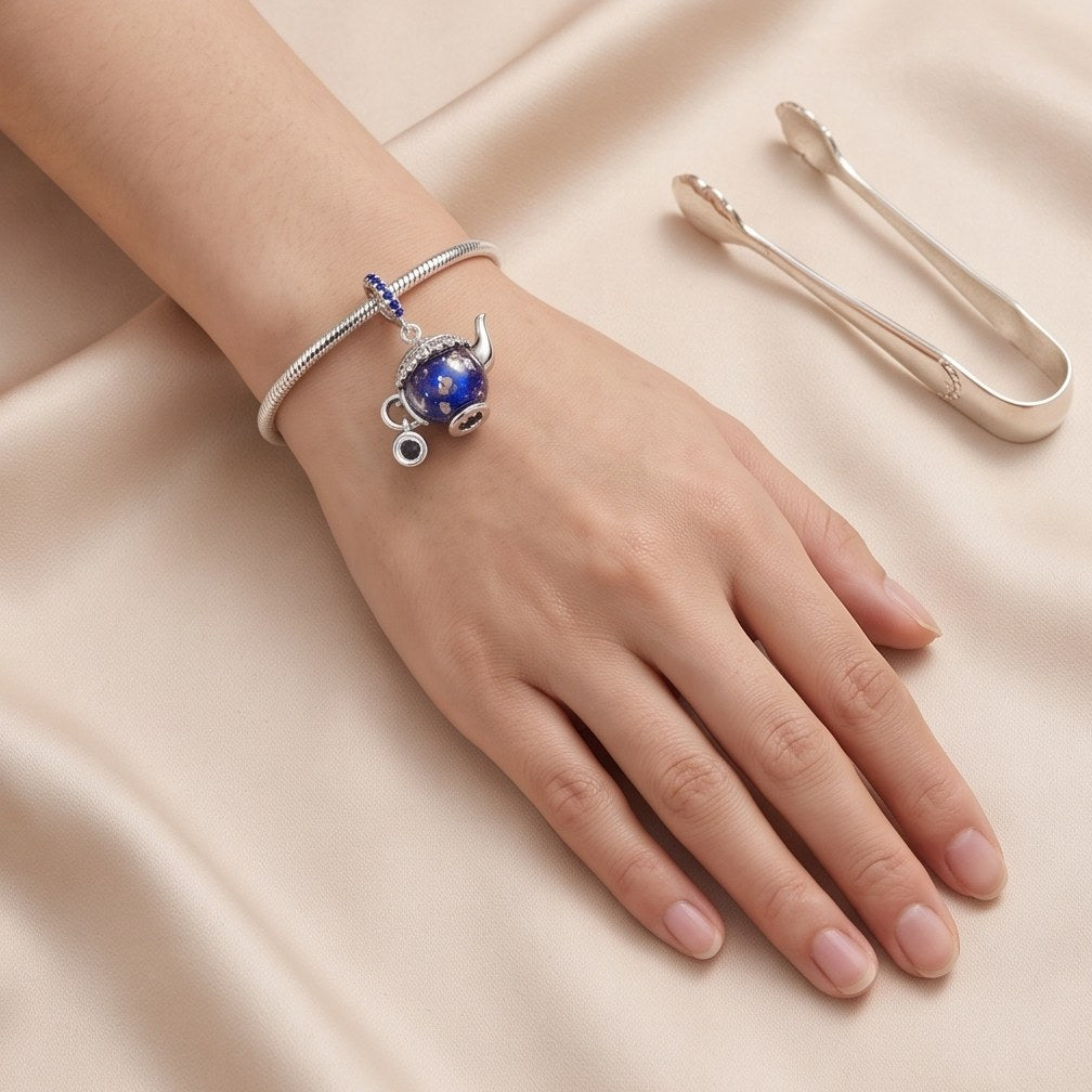 Blue Teapot Dangle Charm, 925 sterling silver charm, photo 2