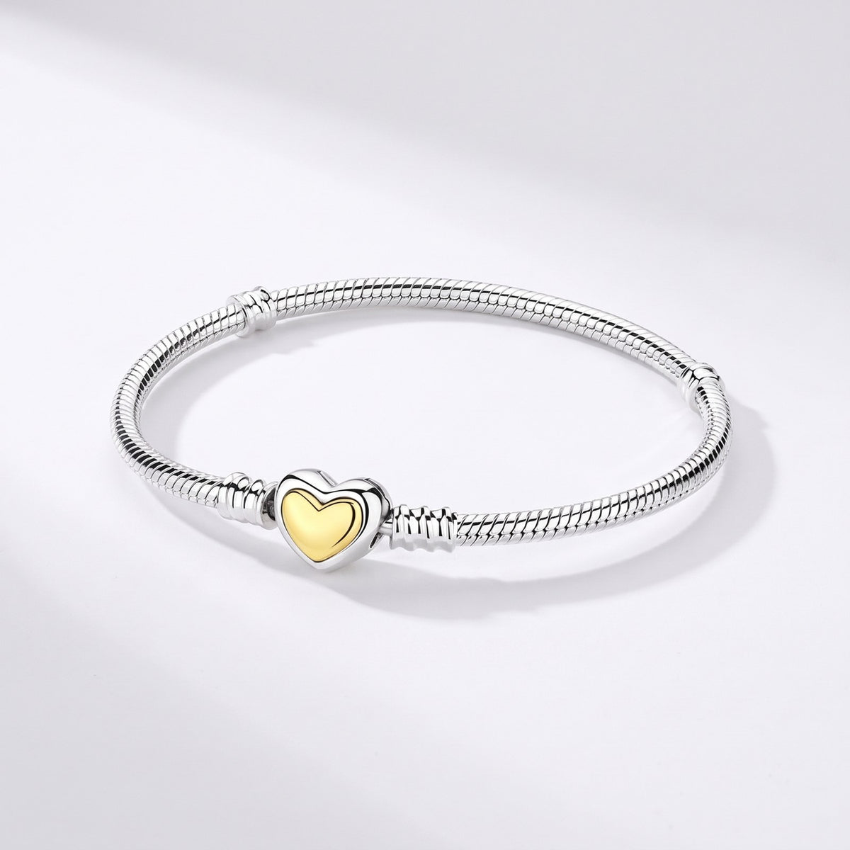 Gold Heart Clasp Snake Chain Bracelet, photo 1