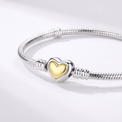 Gold Heart Clasp Snake Chain Bracelet, photo 2