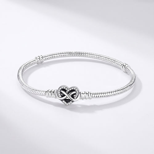 Infinity Heart Clasp Snake Chain Bracelet, photo 1