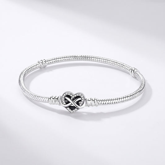 Infinity Heart Clasp Snake Chain Bracelet, photo 1