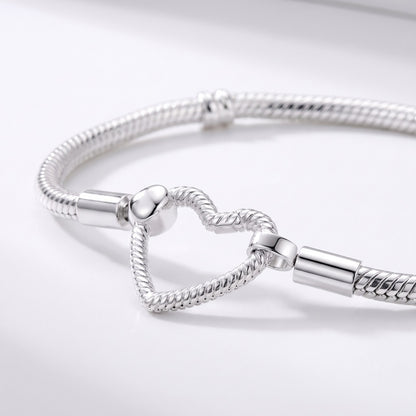 Open Heart Clasp Snake Chain Bracelet, photo 2