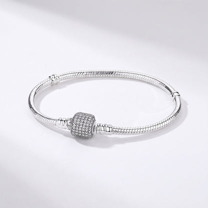 Pave Barrel Clasp Snake Chain Bracelet, photo 1