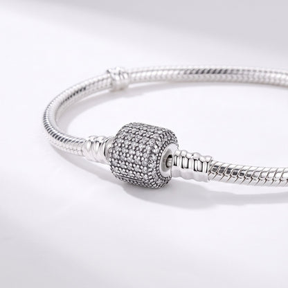 Pave Barrel Clasp Snake Chain Bracelet, photo 2