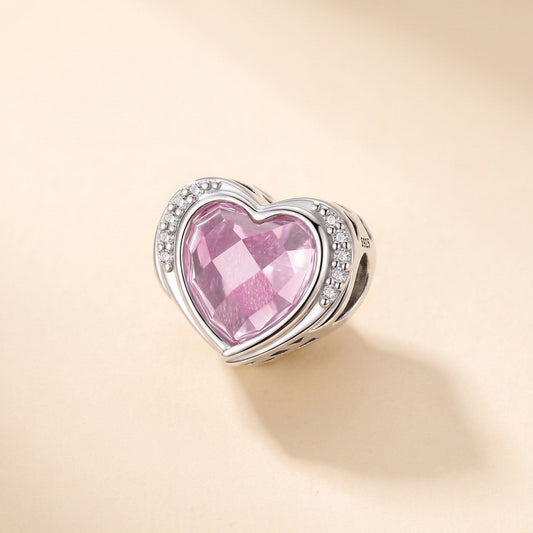 October Birthstone Strong Heart Charm, 925 sterling silver charm, photo 1