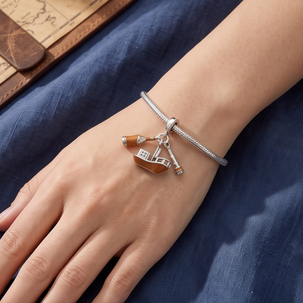 Pirate Ship Dangle Charm, 925 sterling silver charm, photo 2