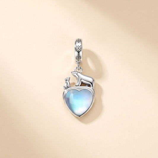 Polar Bear Heart Charm, 925 sterling silver charm, photo 1