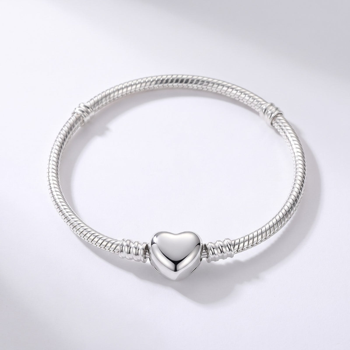 Polished Heart Clasp Snake Chain Bracelet, photo 1