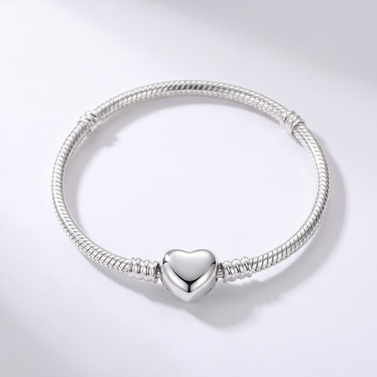 Polished Heart Clasp Snake Chain Bracelet, photo 1