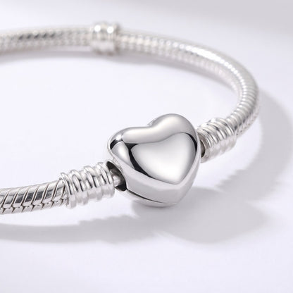 Polished Heart Clasp Snake Chain Bracelet, photo 2