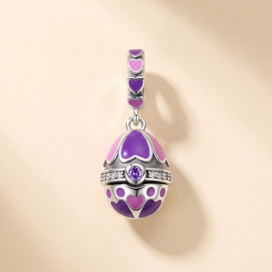 Purple Heart Egg Charm, 925 sterling silver charm, photo 1