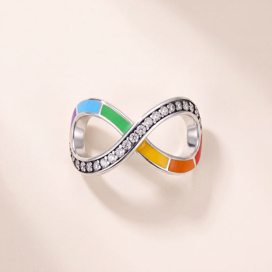Rainbow Infinity Symbol Charm, 925 sterling silver charm, photo 1