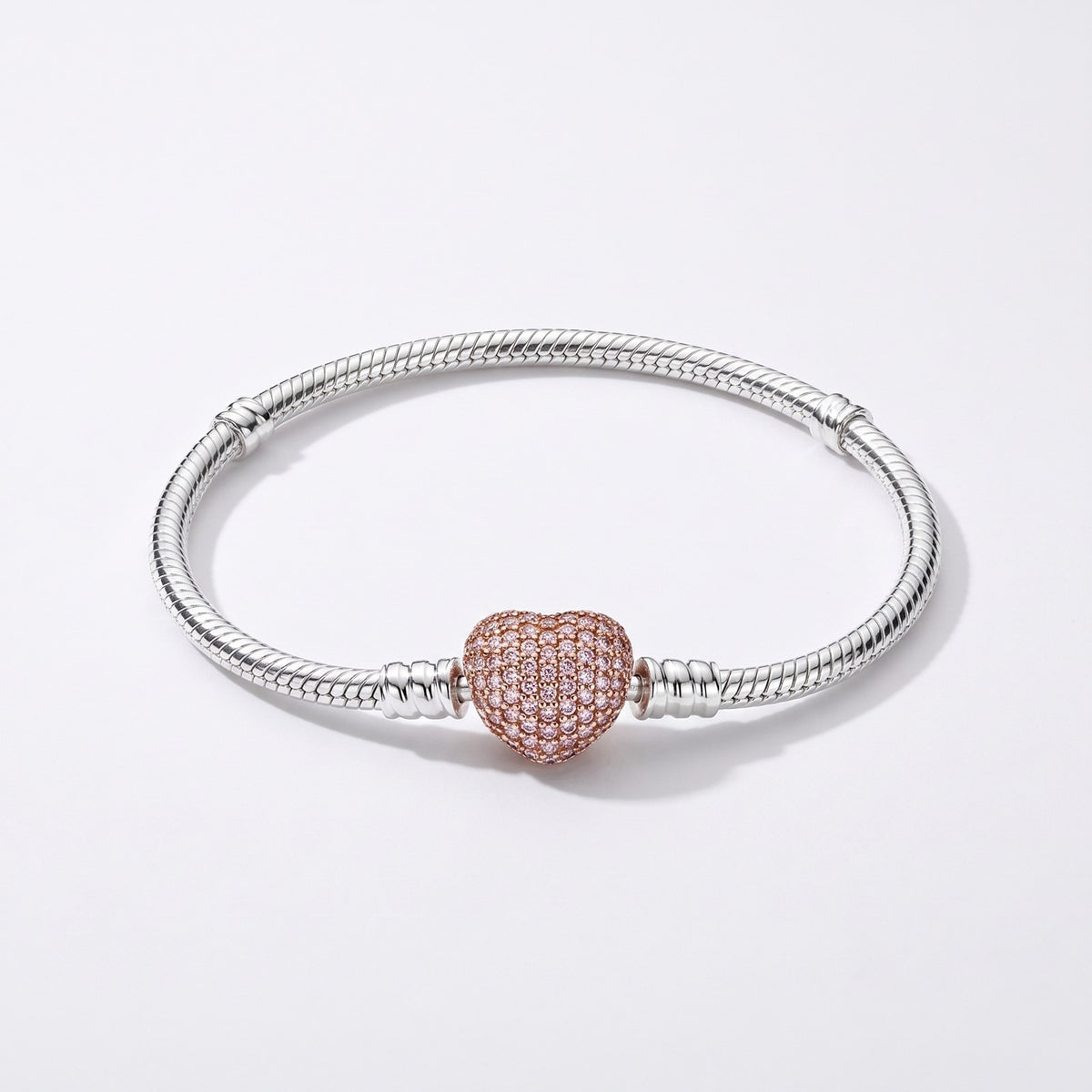 Rose Gold Pave Heart Clasp Bracelet, photo 1