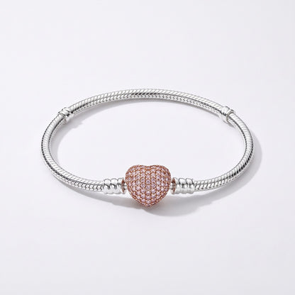 Rose Gold Pave Heart Clasp Bracelet, photo 1