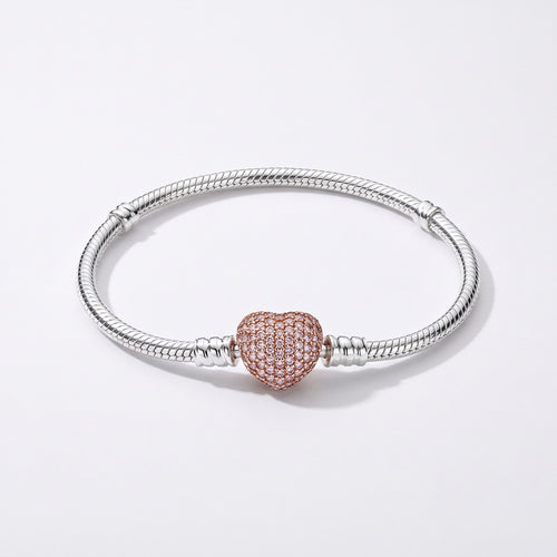 Rose Gold Pave Heart Clasp Bracelet, photo 1