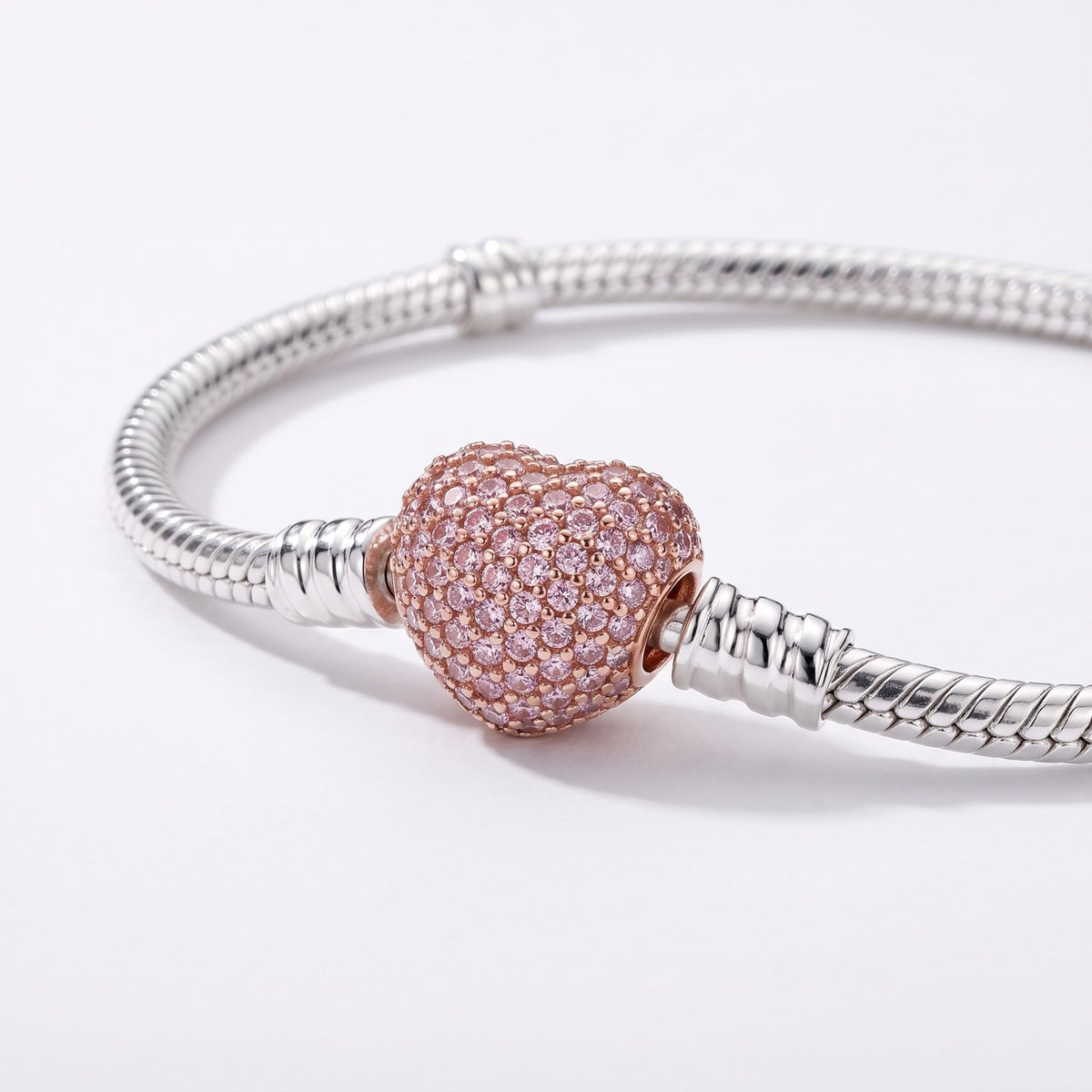 Rose Gold Pave Heart Clasp Bracelet, photo 2