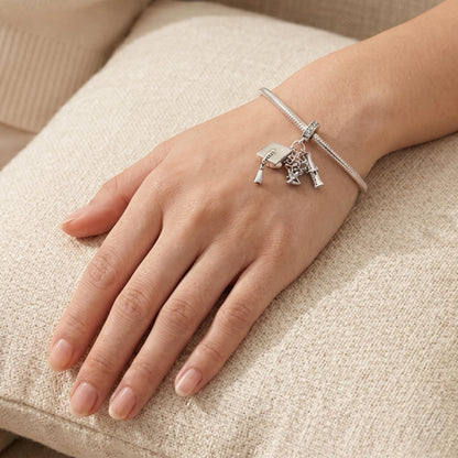 Graduation Cap Charm worn on a charm bracelet