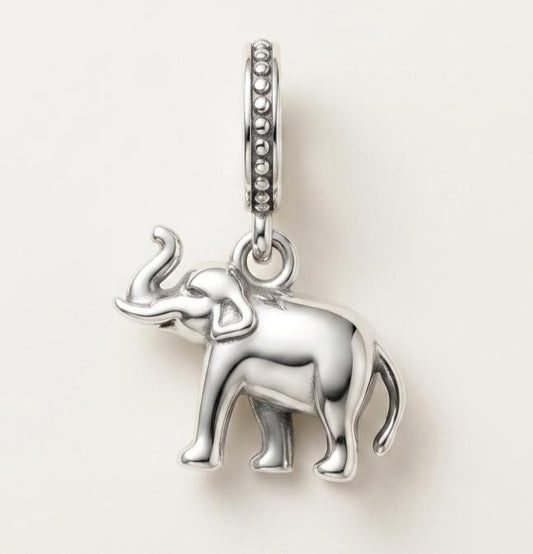 Elephant Dangle Charm in 925 sterling silver, fits European-style charm bracelets