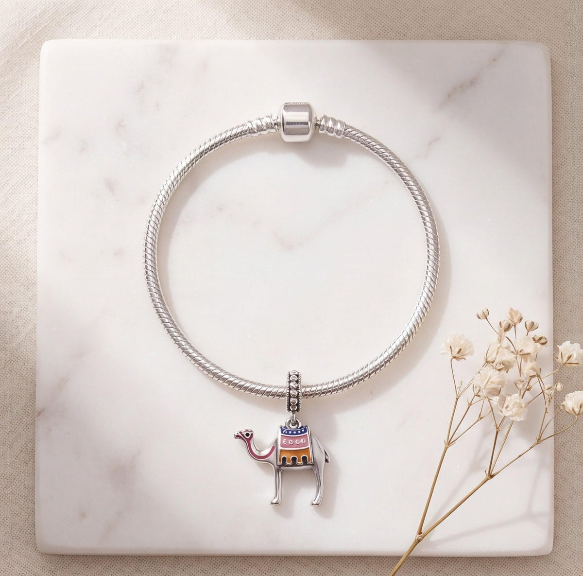 Desert Camel Charm on a bracelet with other charms