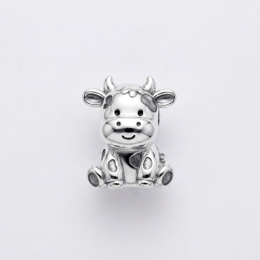 Spotty Cow Bead in 925 sterling silver, fits European-style charm bracelets