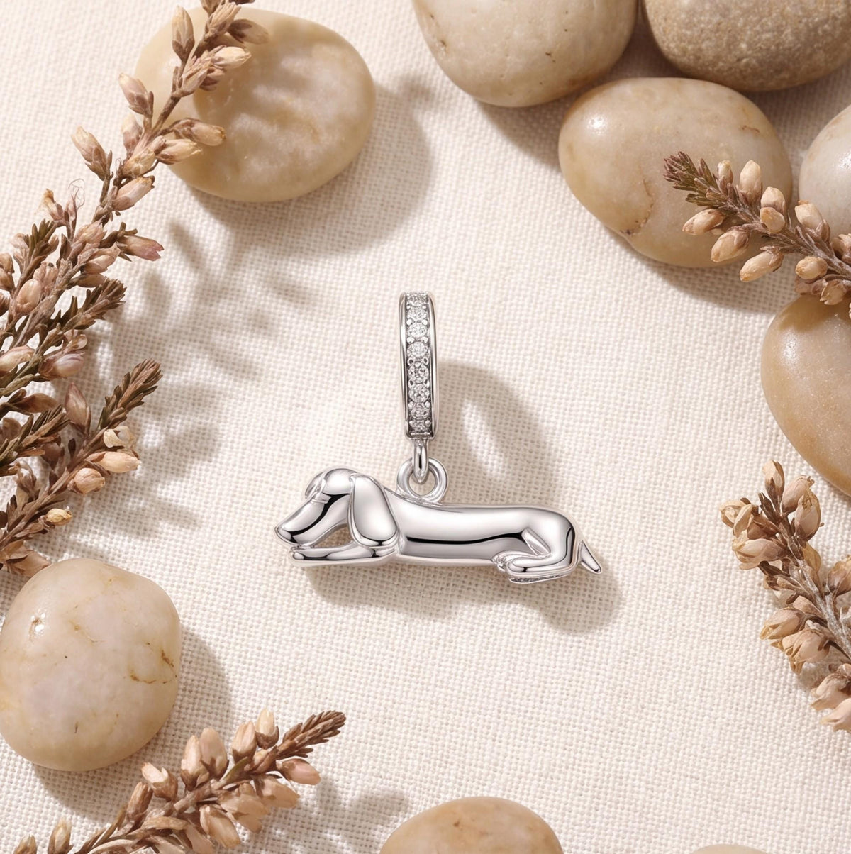 Lying Dachshund Dangle, sterling silver dangle charm, photo 7