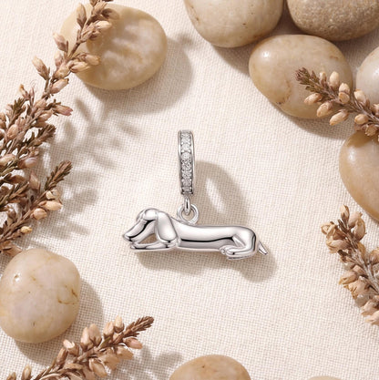 Lying Dachshund Dangle, sterling silver dangle charm, photo 7