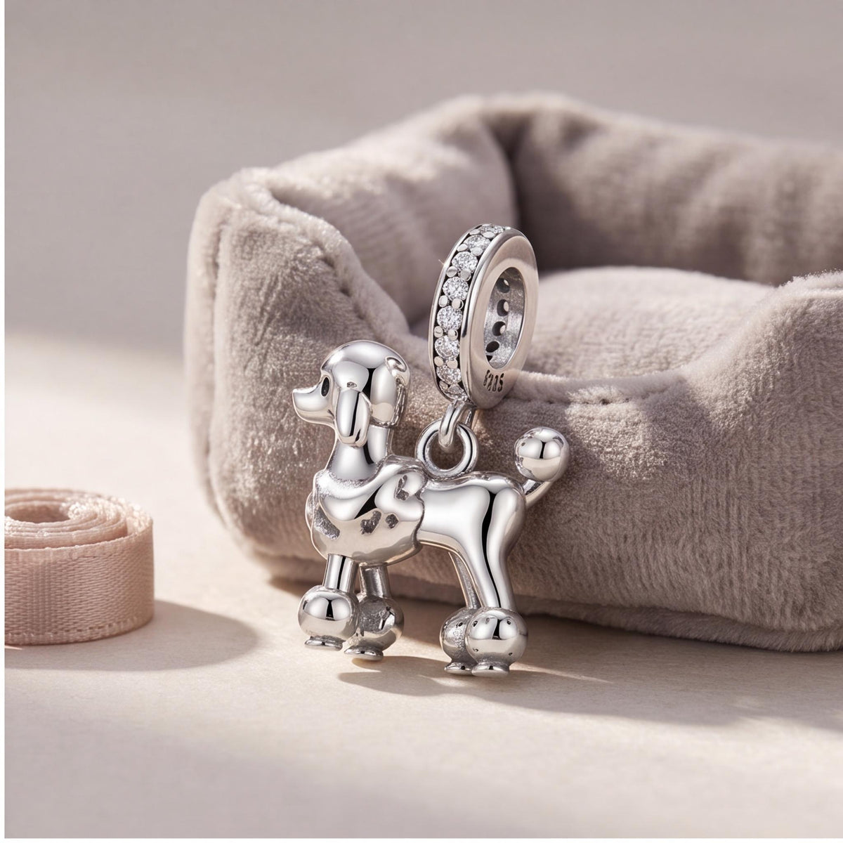 Poodle Dangle Charm styled as a gift