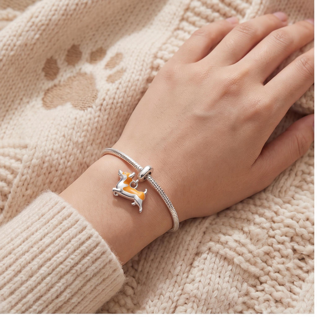 Corgi Dangle Charm styled as a gift