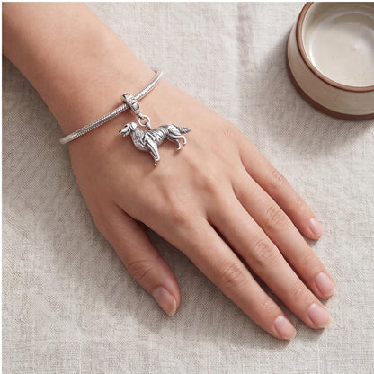 Golden Retriever Charm worn on a charm bracelet