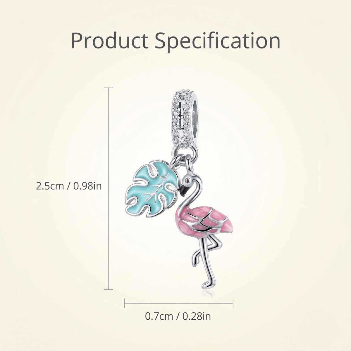 Flamingo Dangle Charm, sterling silver dangle charm, photo 10