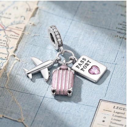 World Traveller Dangle on a silver charm bracelet