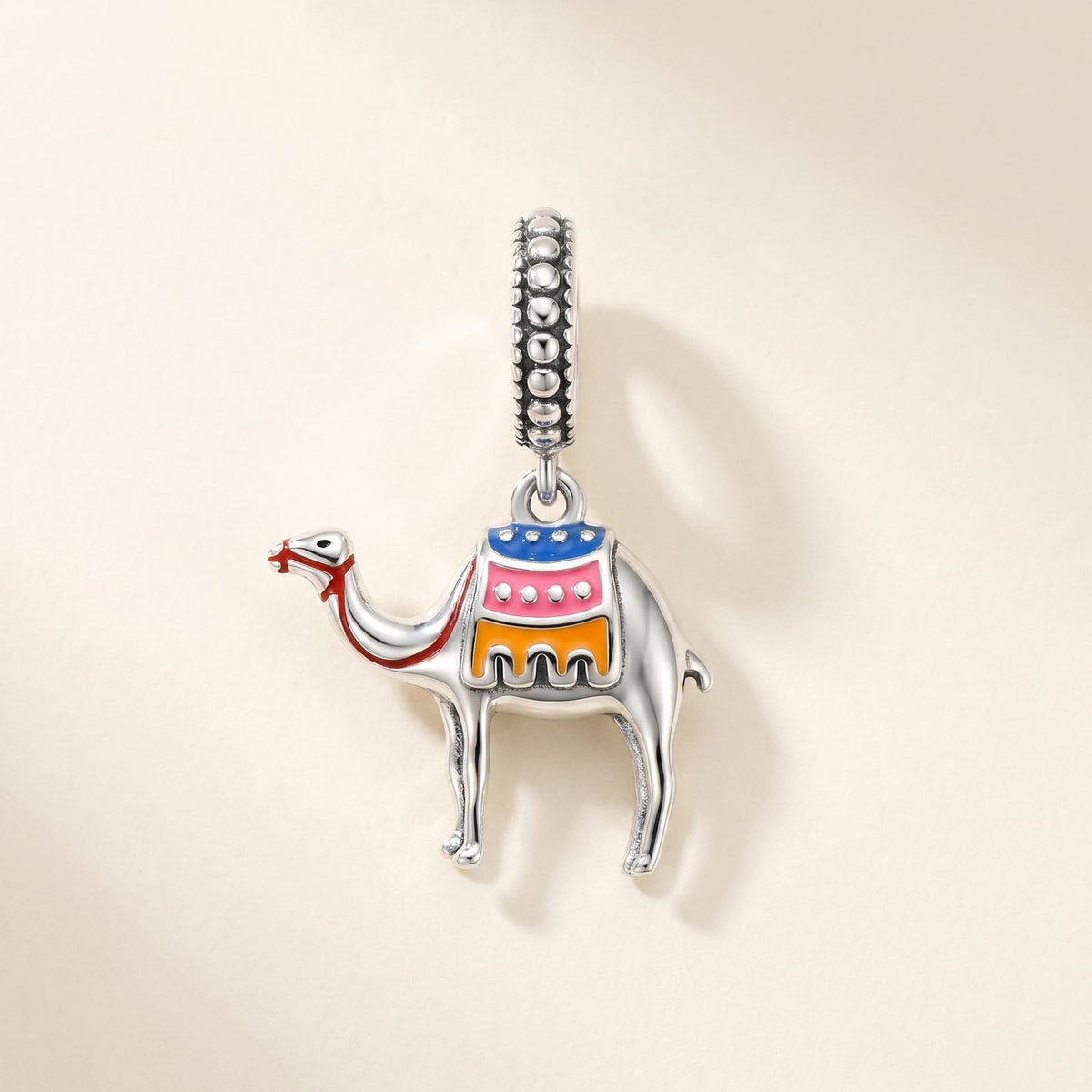Desert Camel Charm in 925 sterling silver with enamel, fits European-style charm bracelets